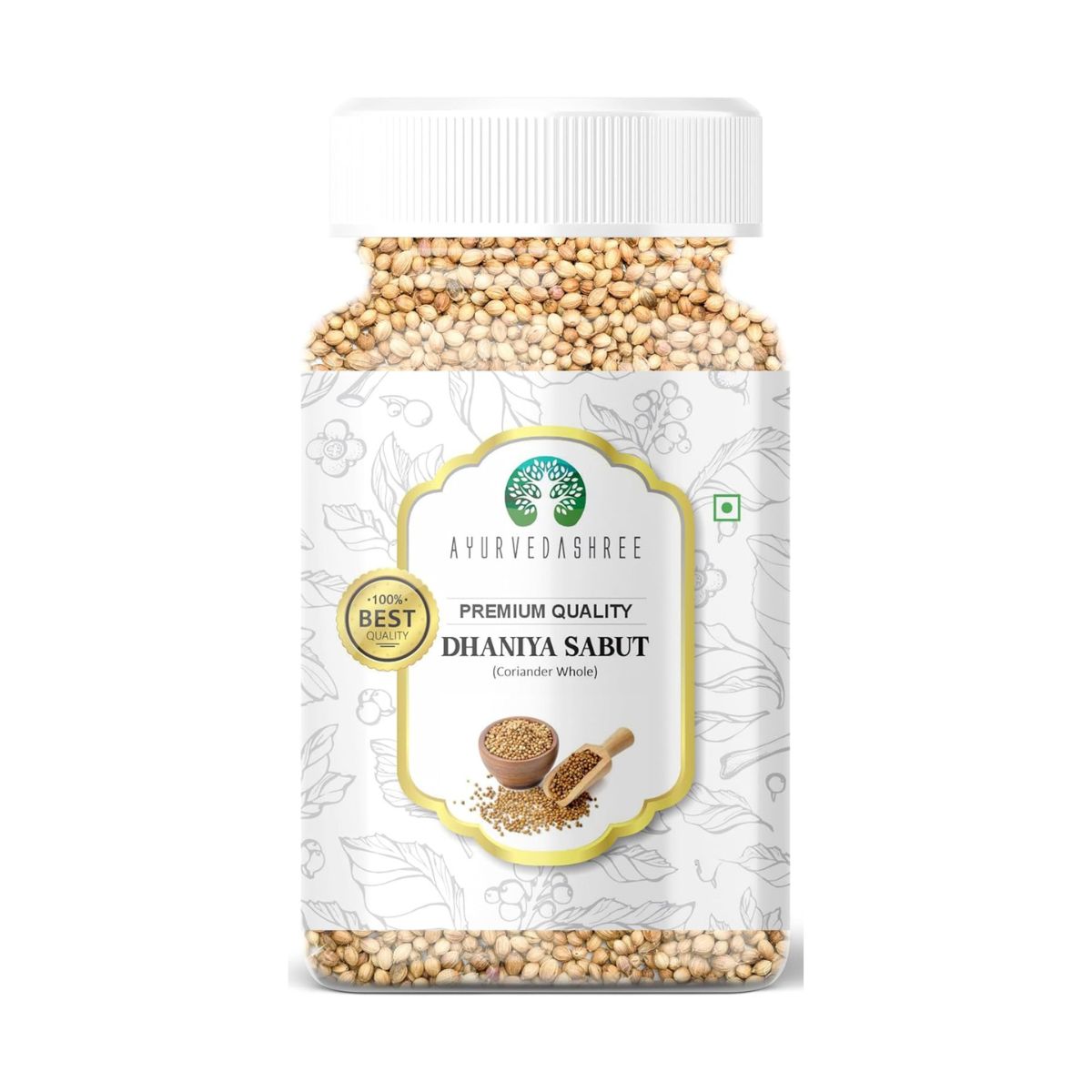 Ayurvedashree Coriander Whole (Indian Dhania) Spice 80Gm Pet Jar | All Natural | Salt-Free | Vegan