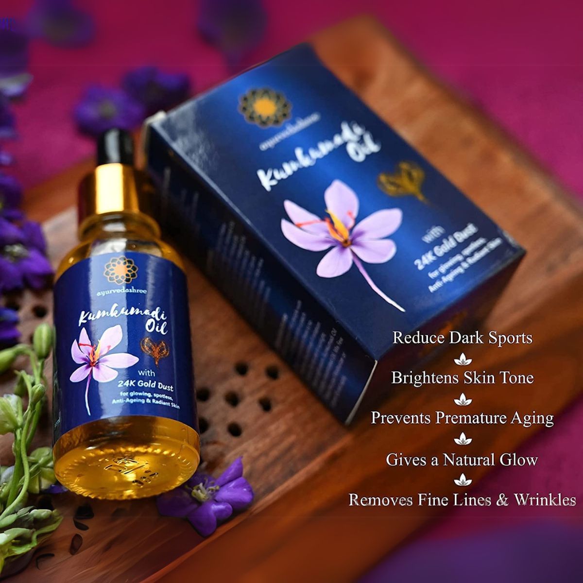 Ayurvedashree Kumkumadi Oil 30 Ml With 24K Gold Flakes
