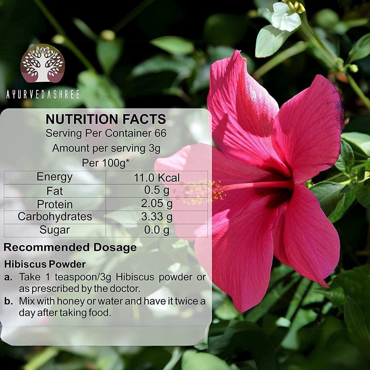 Ayurvedashree Hibiscus Flower Powder 200 Gm I Refreshing Tea I Natural Herb Hibiscus I Non Gmo I Vegan I Gmp Certified I Gluten Free