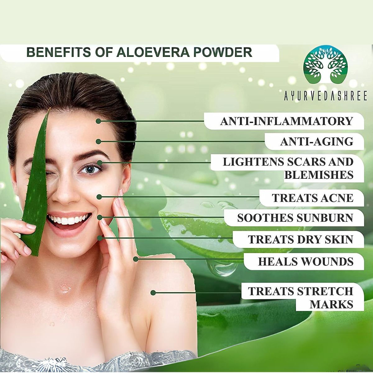 Ayurvedashree Aloe Vera Leaf Powder 200 Gram - 100% Pure & Naturally Cultivated Aloevera Powder