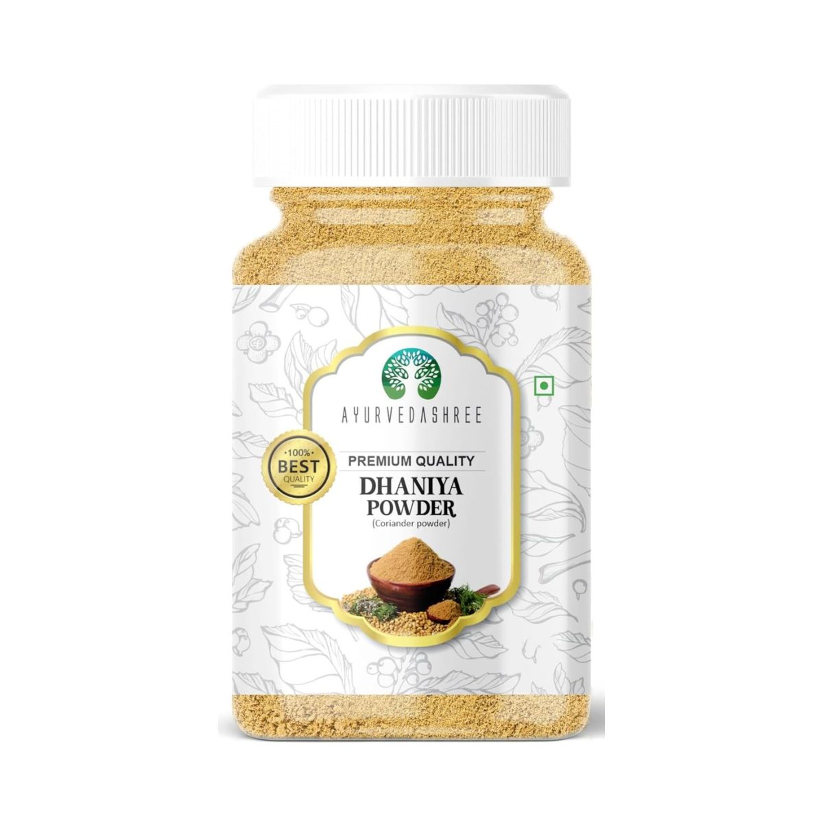 Ayurvedashree Coriander Ground Powder (Indian Dhania) Spice 100Gm Pet Jar | All Natural | Salt-Free | Vegan