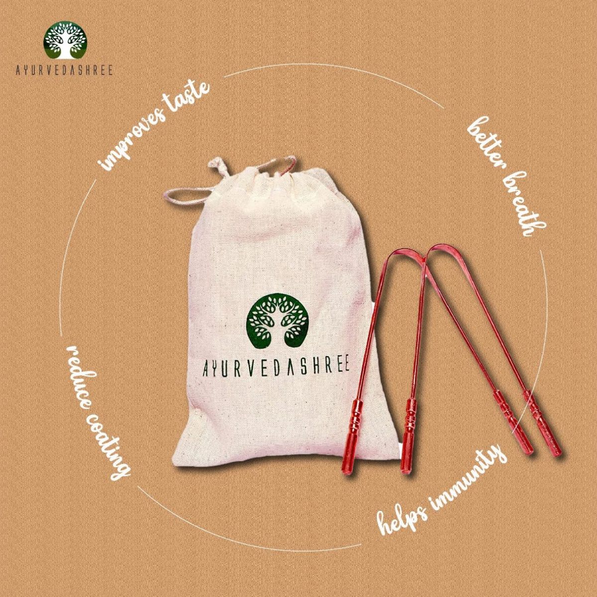 Ayurvedashree Copper Tongue Cleaners With Comfort Grip - Premium Grade