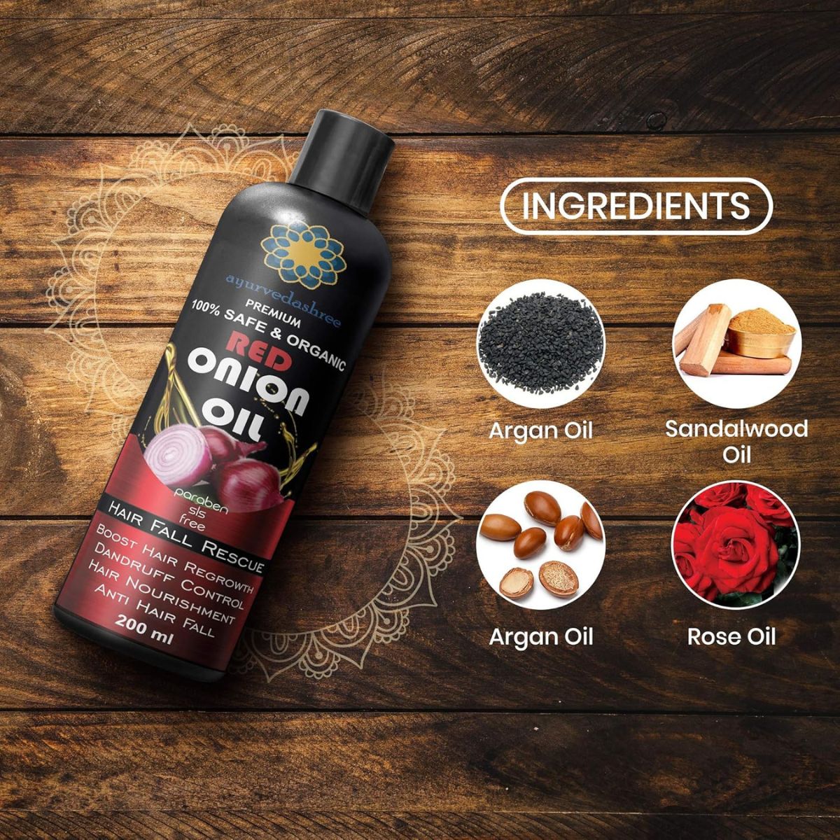 Ayurvedashree Red Onion Hair Oil 200 Ml 6.7 Fl Oz