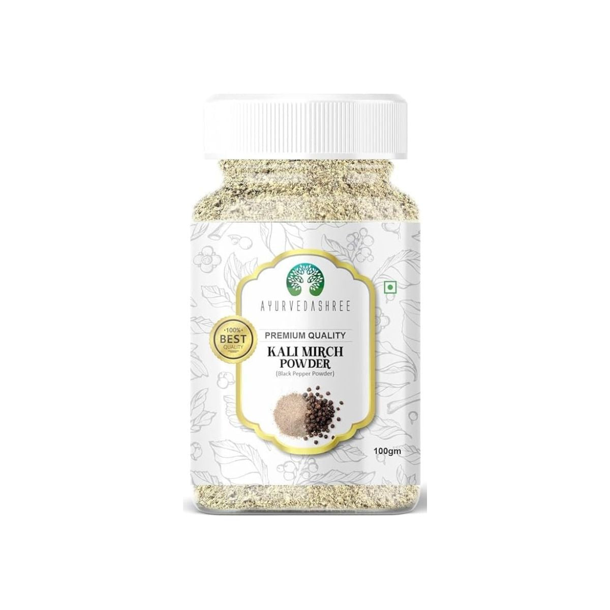 Ayurvedashree Black Pepper Powder (Peppercorns), Premium Quality 100Gm Pet Jar | All Natural