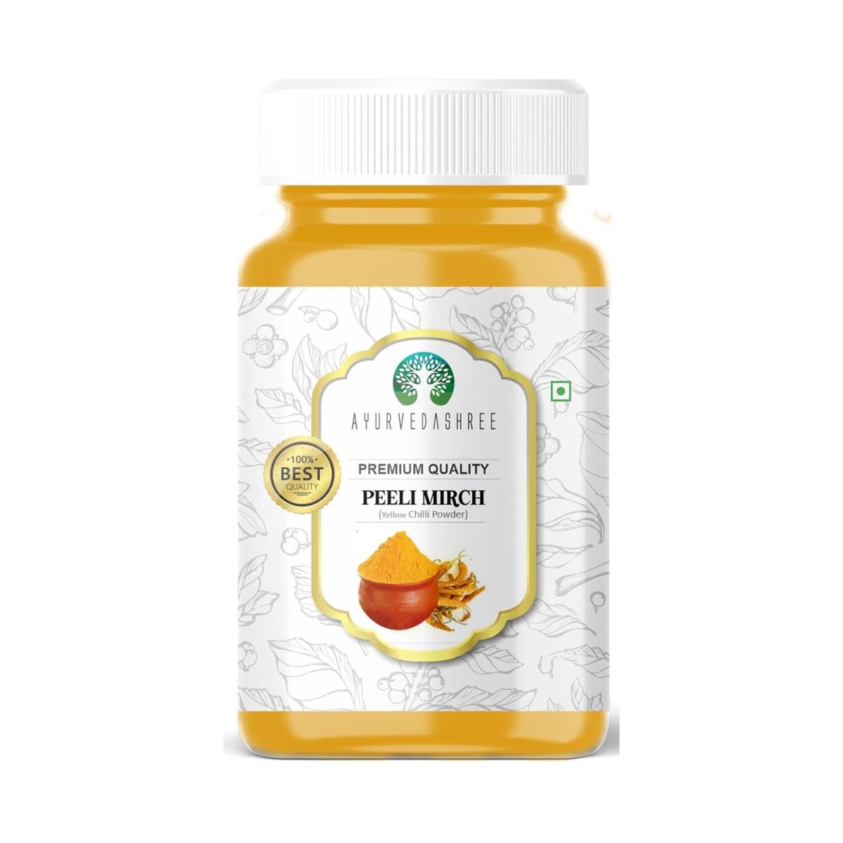 Ayurvedashree Yellow Chilli Powder (Pili Mirchi) 100Gm Pet Jar ~ All Natural | Vegan