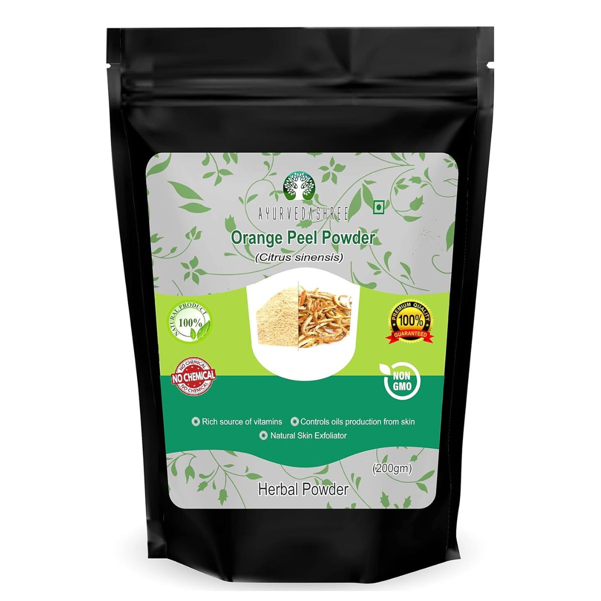 Ayurvedashree Orange Peel Powder 200 Gm | Skin And Nail Health - Rich Vitamins C And D - Powdered Citrus Peel Orange Powder