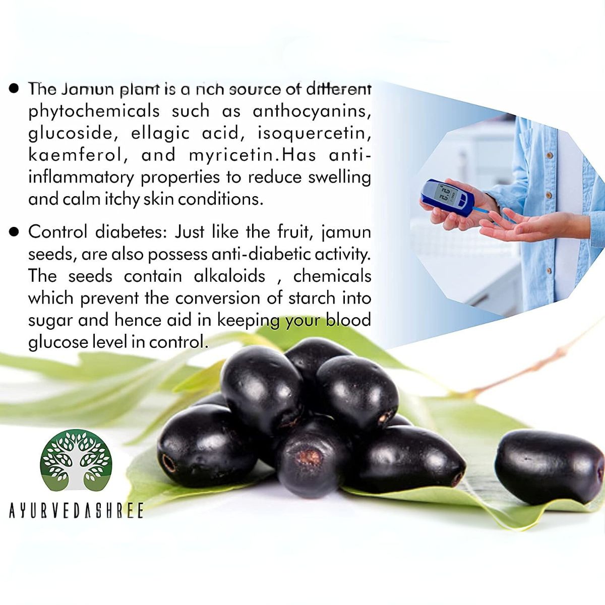 Ayurvedashree Jamun Seed Powder 200 Gm I Eugenia Jambolana I Indian Blackberry I Non Gmo I Vegan