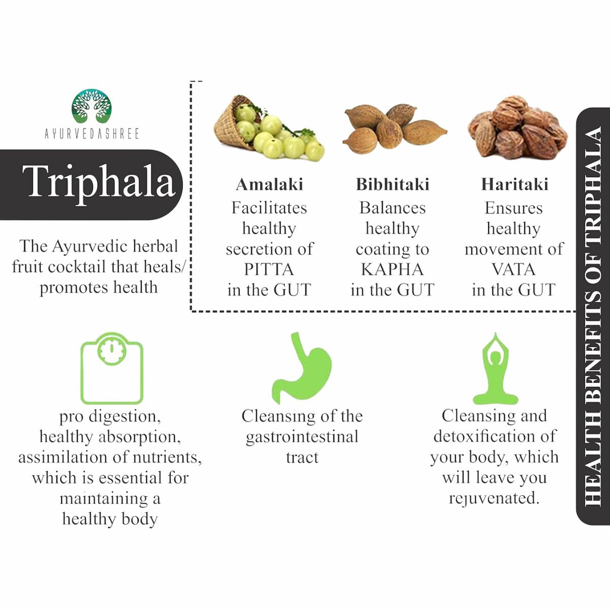 Ayurvedashree Triphala Powder 200 Gm | Formula Of Amla, Haritaki & Bibhitaki | Supports Daily Detoxifying, Cleansing & Rejuvenation