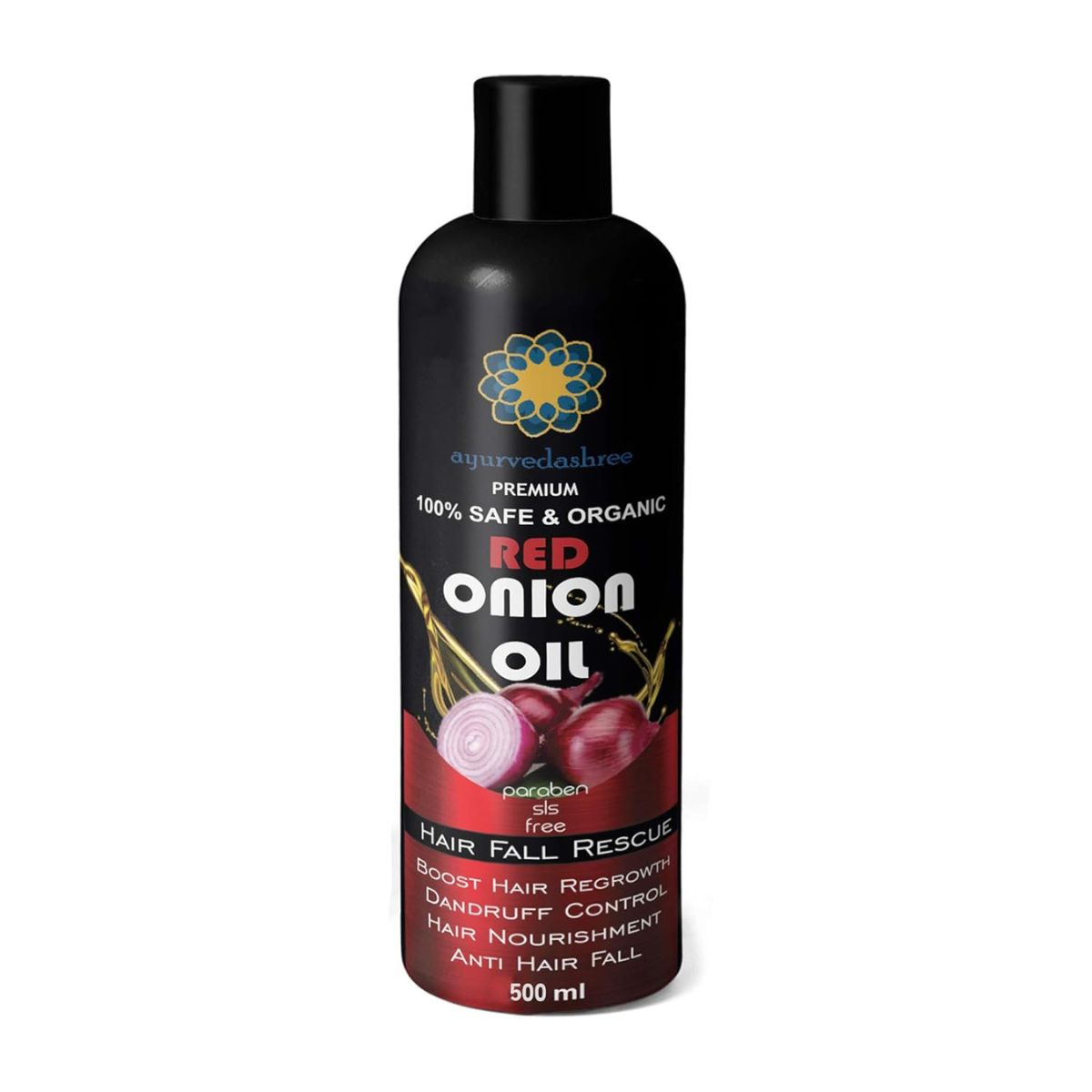 Red Onion Hair Oil 500 Ml With Black Seed Onion Oil, Pure Argan Oil, Sandalwood Oil, Rose Oil
