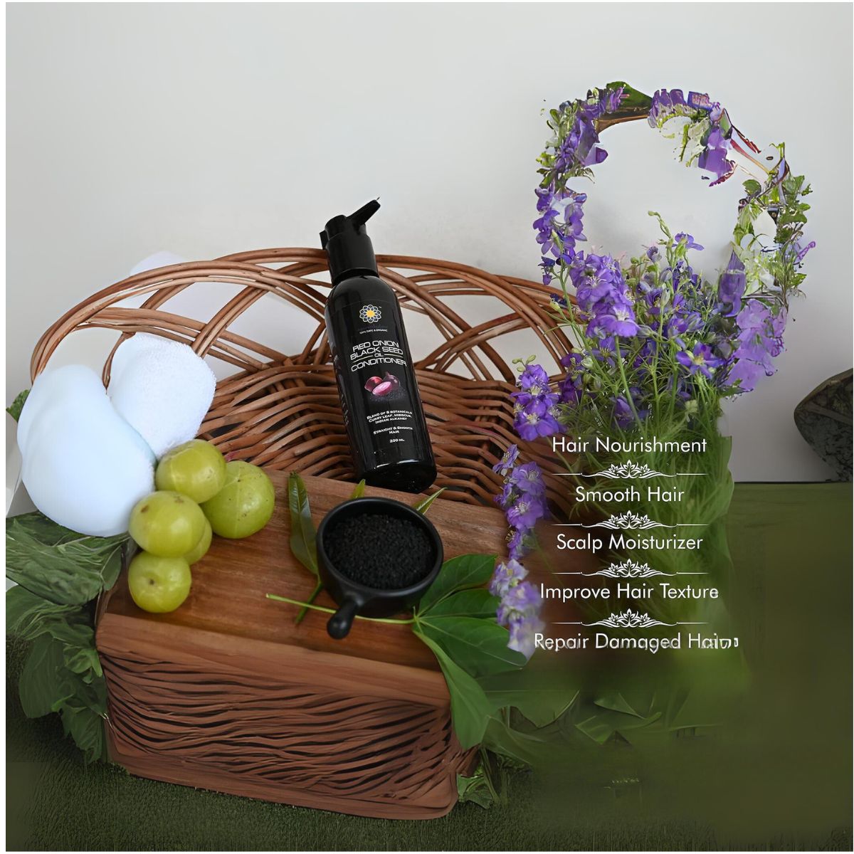 Ayurvedashree Conditioner - Red Onion, Black Seed, Conditioning For Dry, Thin & Damaged Hair | 200 Ml - 6.76 Fl Oz
