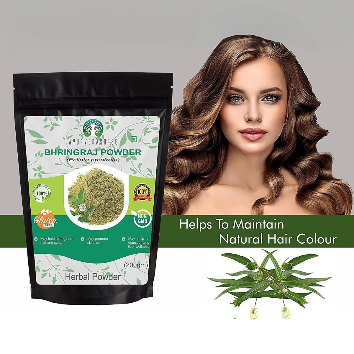 Ayurvedashree Bhringraj Powder 200 Gm I Bhringaraj Eclipta Alba Powder Promotes Healthy Hair Growth