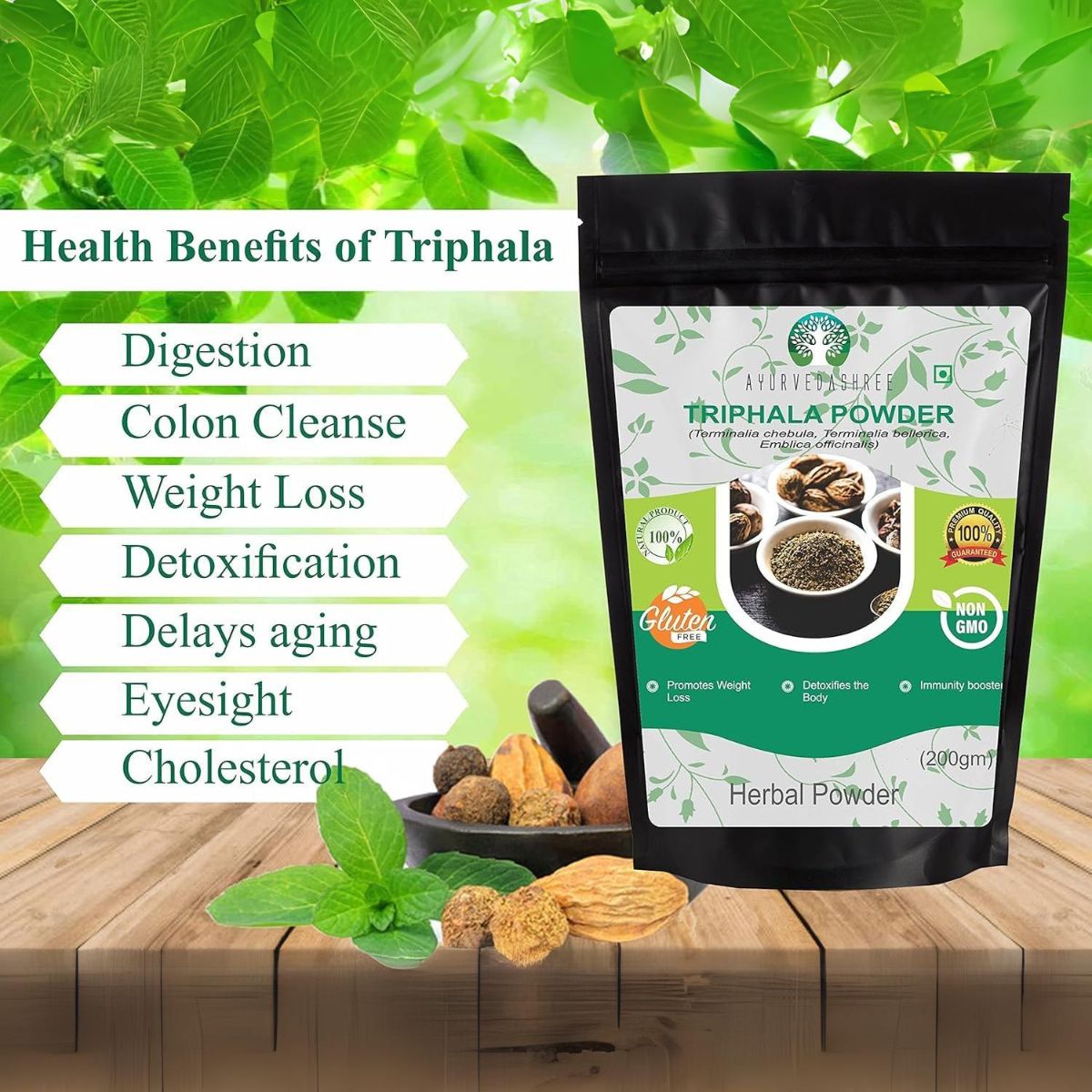 Ayurvedashree Triphala Powder 200 Gm | Formula Of Amla, Haritaki & Bibhitaki | Supports Daily Detoxifying, Cleansing & Rejuvenation