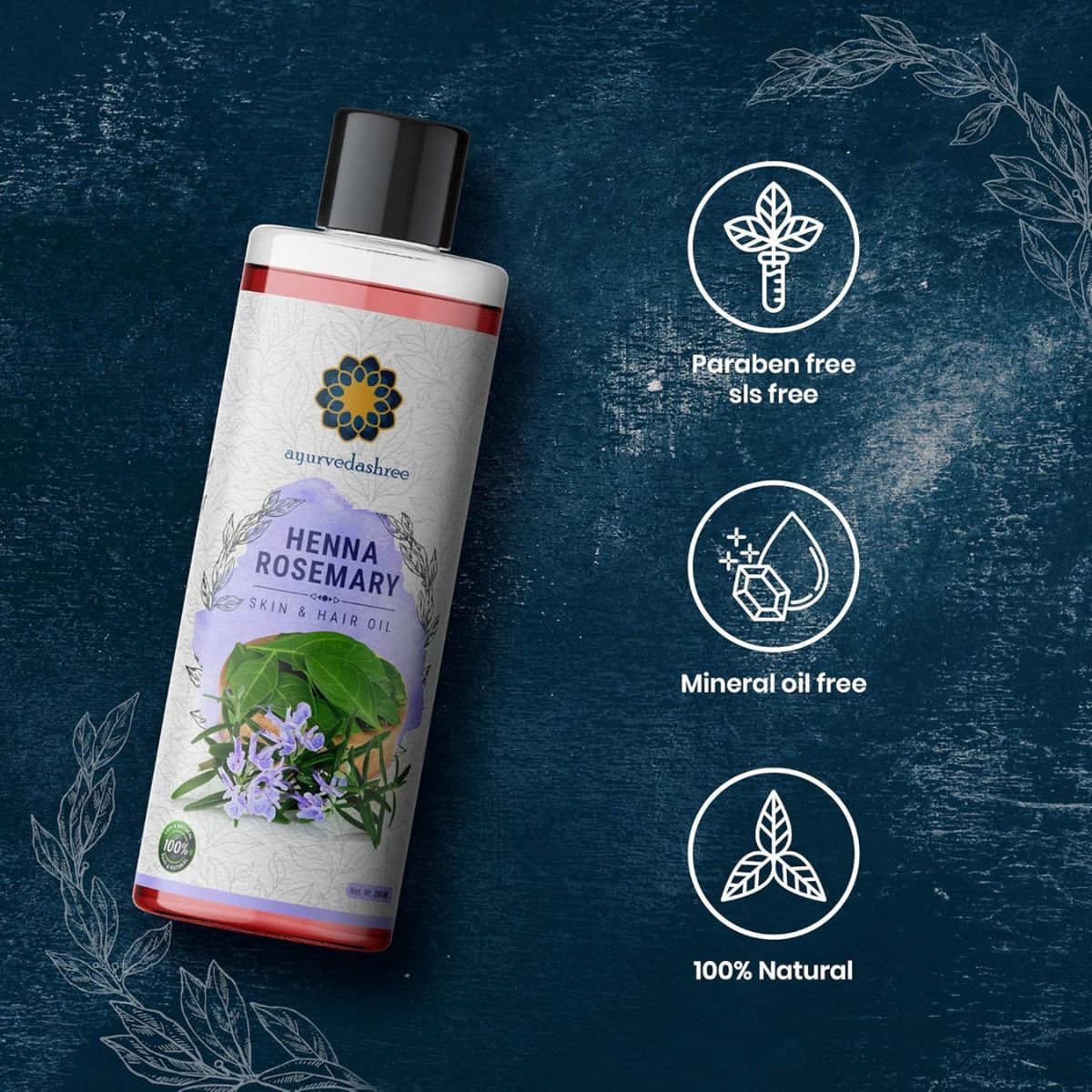 Ayurvedashree Henna Rosemary Hair Oil 200 Ml