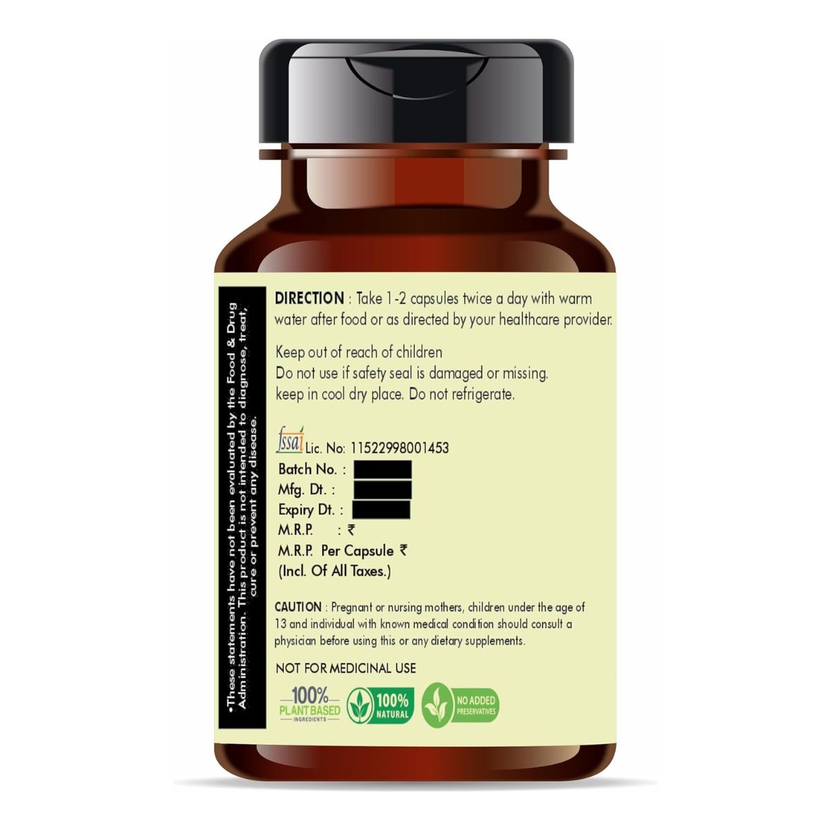Ayurvedashree Triphala Extract 500Mg - 60 Vegetarian Capsules | Amla, Baheda & Harad Extract |