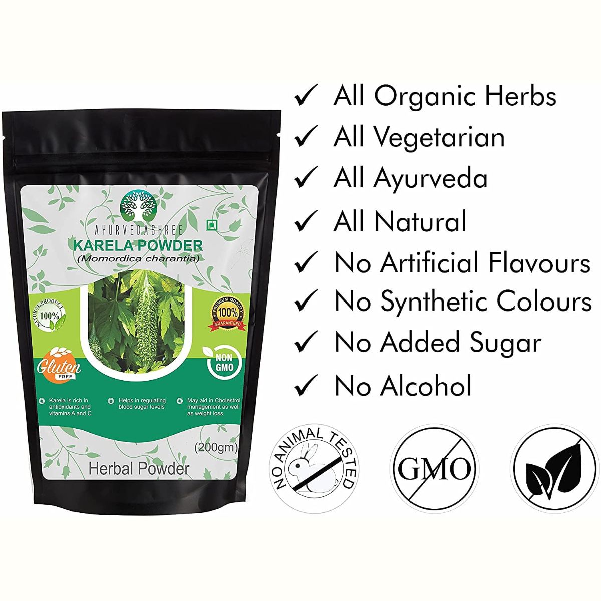 Ayurvedashree Bitter Melon Powder 200 Gm I Momordica Charantia/Karela Fruit Powder I Ayurvedic Herb