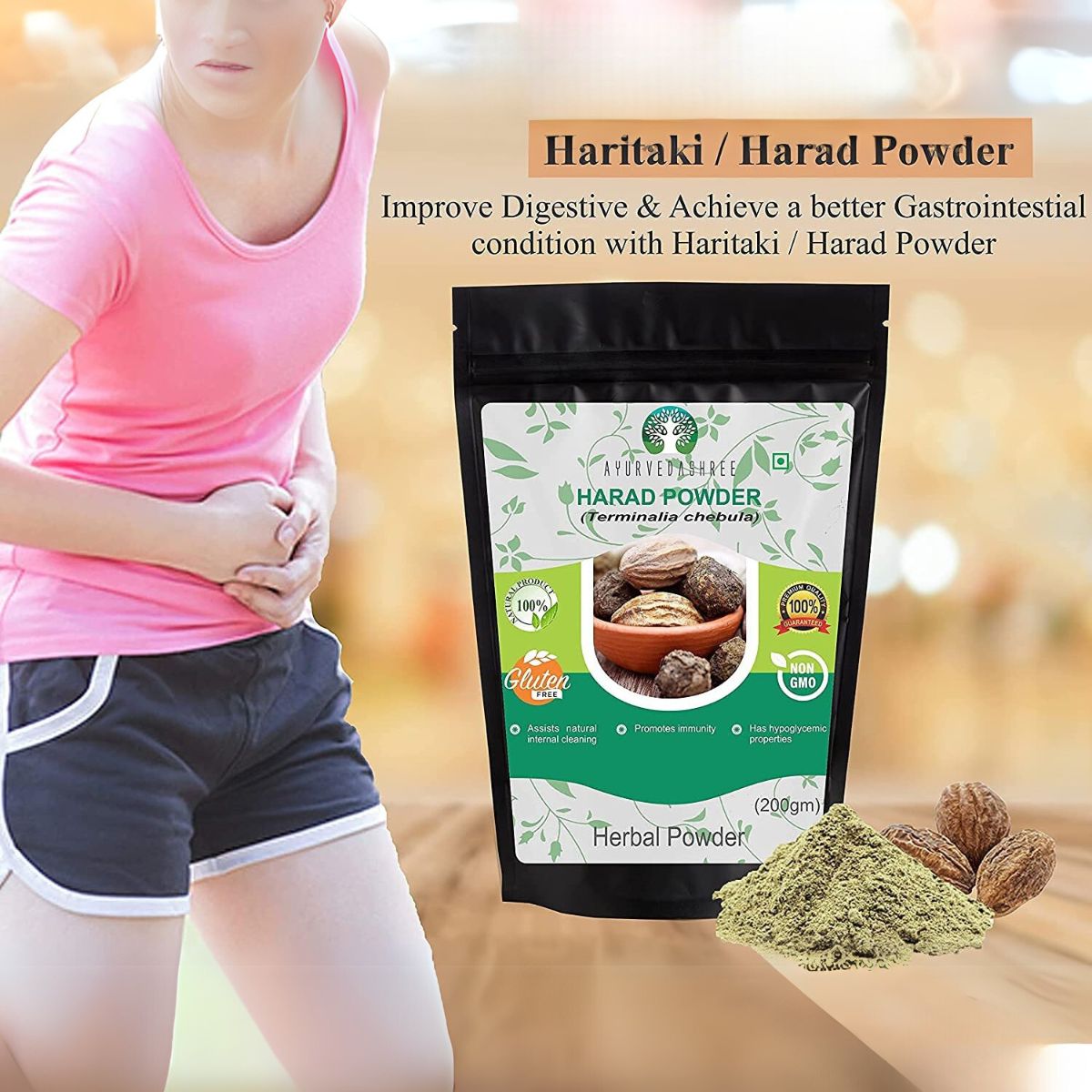 Ayurvedashree Haritaki Powder 200 Gm I Terminalia Chebula Powder| Non Gmo I Gluten Free I Gmp Cerfitied