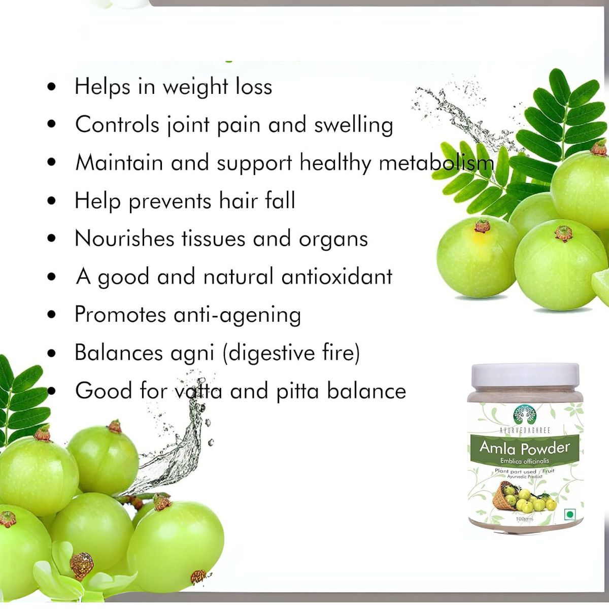 Ayurvedashree Amla Fruit Powder (Amalaki) 100 Gm | Raw And Non Gmo | Rich In Antioxidant Vitamin C | Vegan