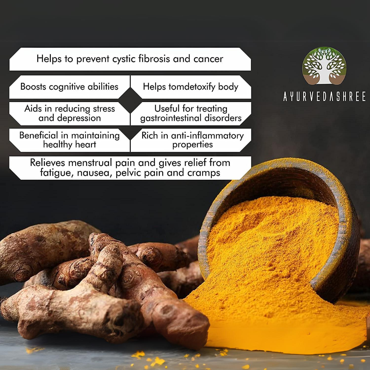 Ayurvedashree Turmeric Root Powder 100 Gm | Curcumin Powder | Vegan | Non Gmo | Gluten Free