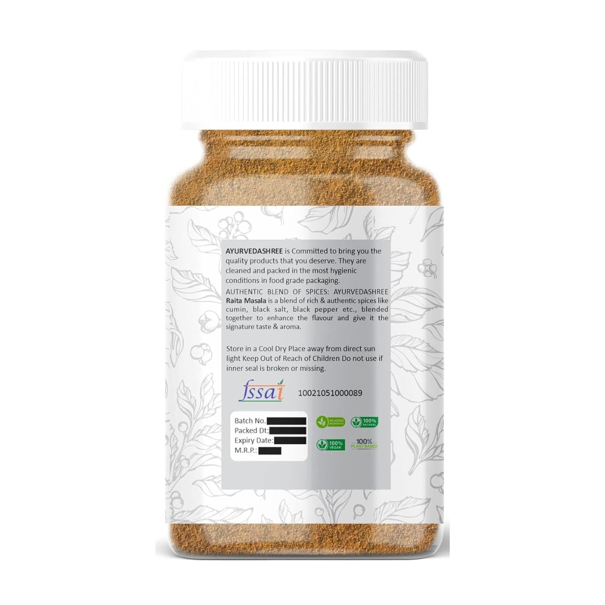 Ayurvedashree Raita (Dahi Bhalla) Masala 100Gm Pet Jar- All Natural | Healthy