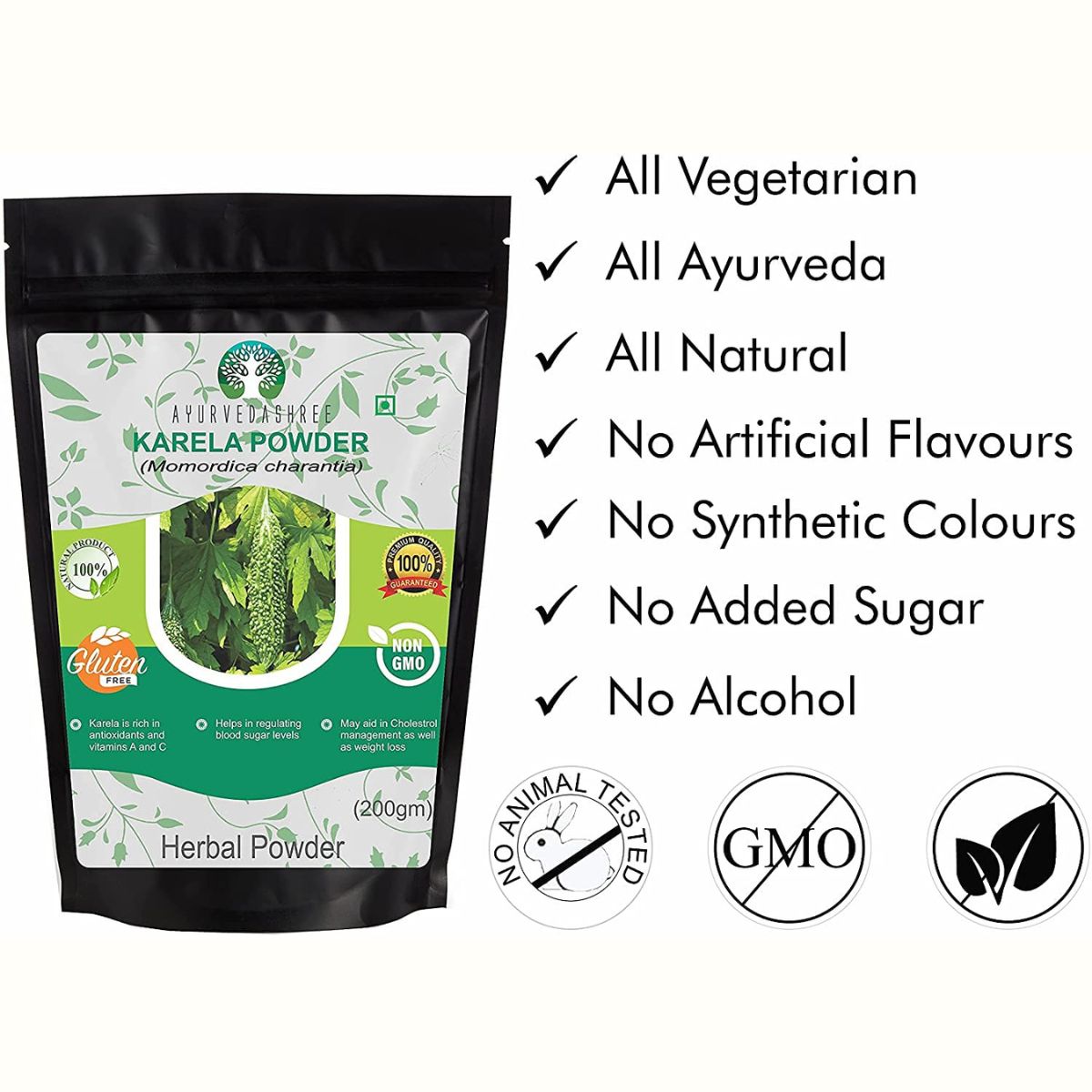 Ayurvedashree Bitter Melon Powder 200 Gm I Momordica Charantia/Karela Fruit Powder I Ayurvedic Herb
