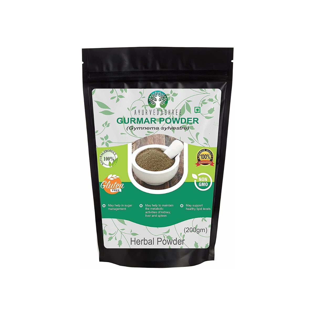 Ayurvedashree Gymnema Sylvestre Leaf Powder 200 Gm I Gurmar Powder Inon Gmo I Gluten-Free, Vegetarian