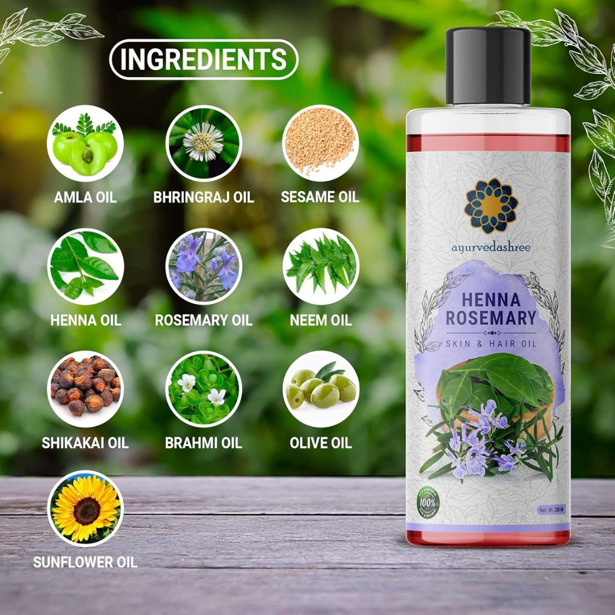 Ayurvedashree Henna Rosemary Hair Oil 200 Ml