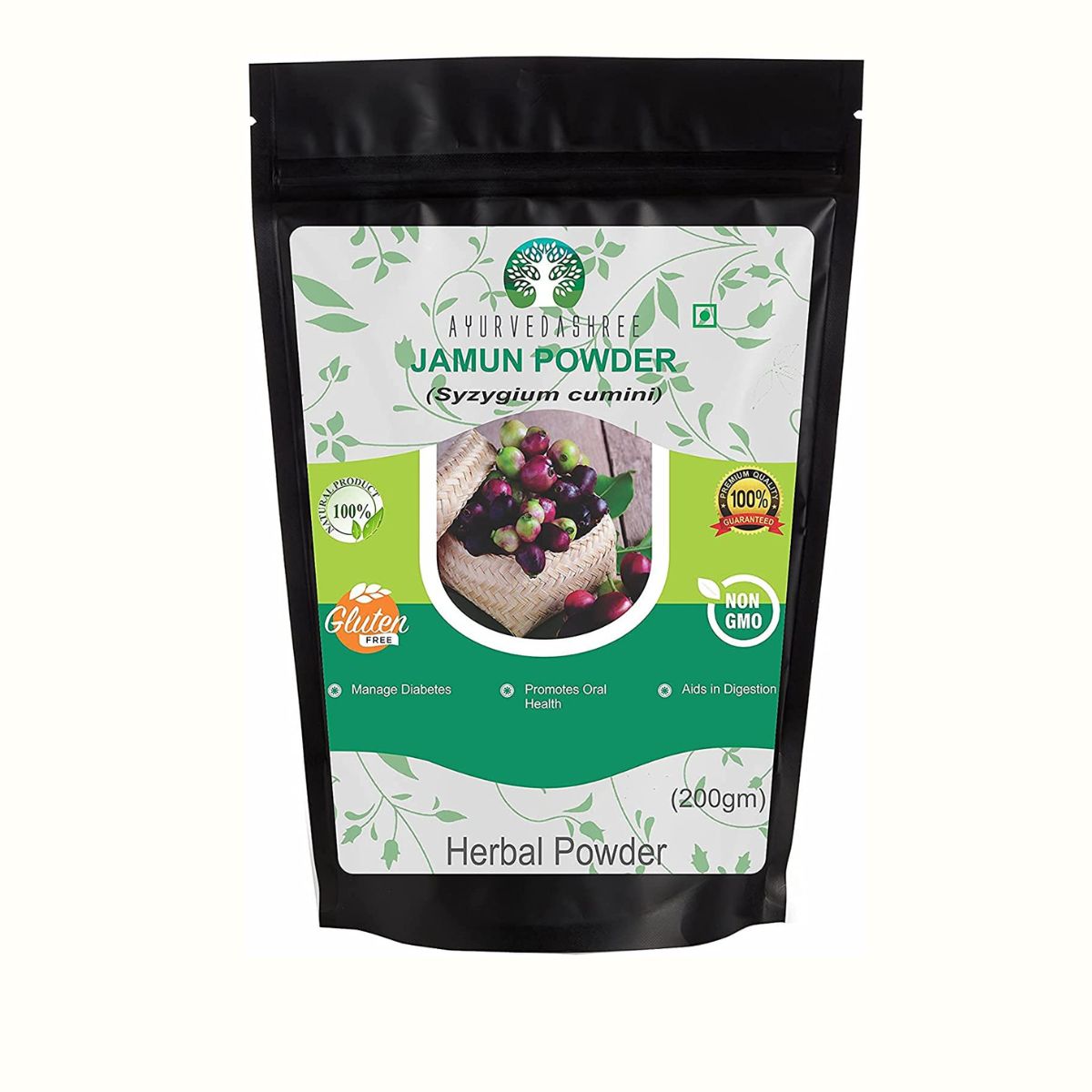 Ayurvedashree Jamun Seed Powder 200 Gm I Eugenia Jambolana I Indian Blackberry I Non Gmo I Vegan