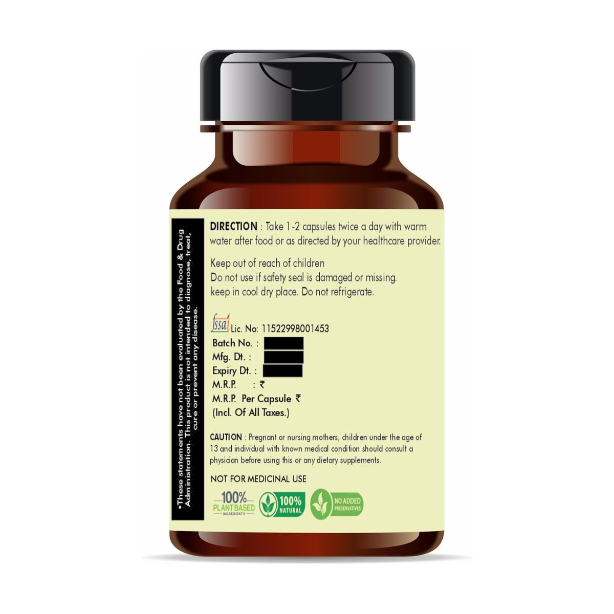 Ayurvedashree Safed Musli Extract 500Mg - 60 Vegetarian Capsules | Chlorophytum Borivillianum |