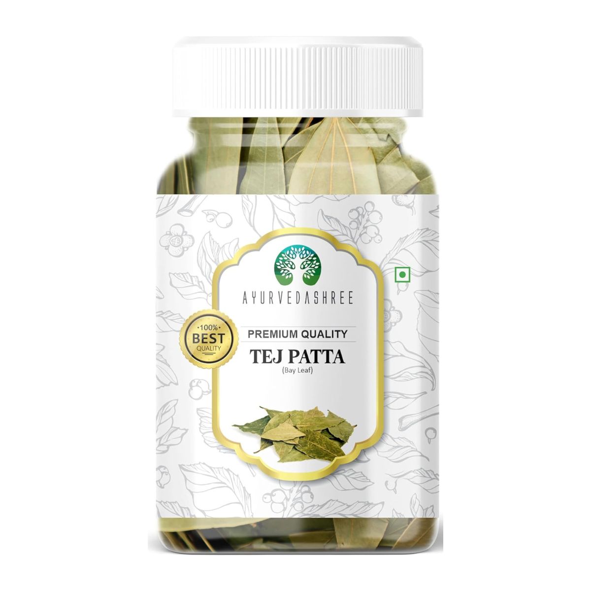 Ayurvedashree Bay Leaf (Leaves) Whole Spice Hand Selected Extra Large 25Gm Pet Jar | All Natural | Non-Gmo | Vegan | (Tej Patta)