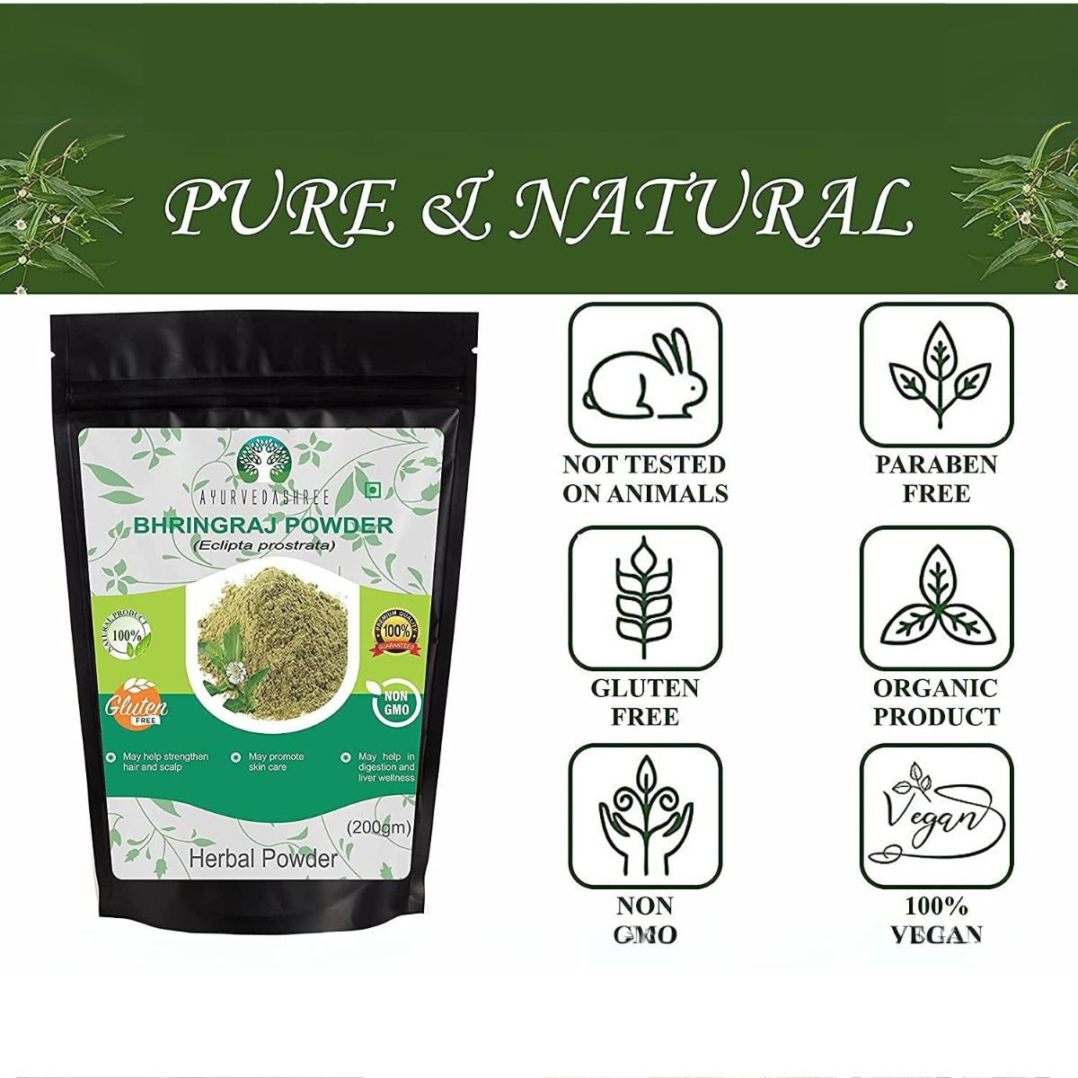Ayurvedashree Bhringraj Powder 200 Gm I Bhringaraj Eclipta Alba Powder Promotes Healthy Hair Growth