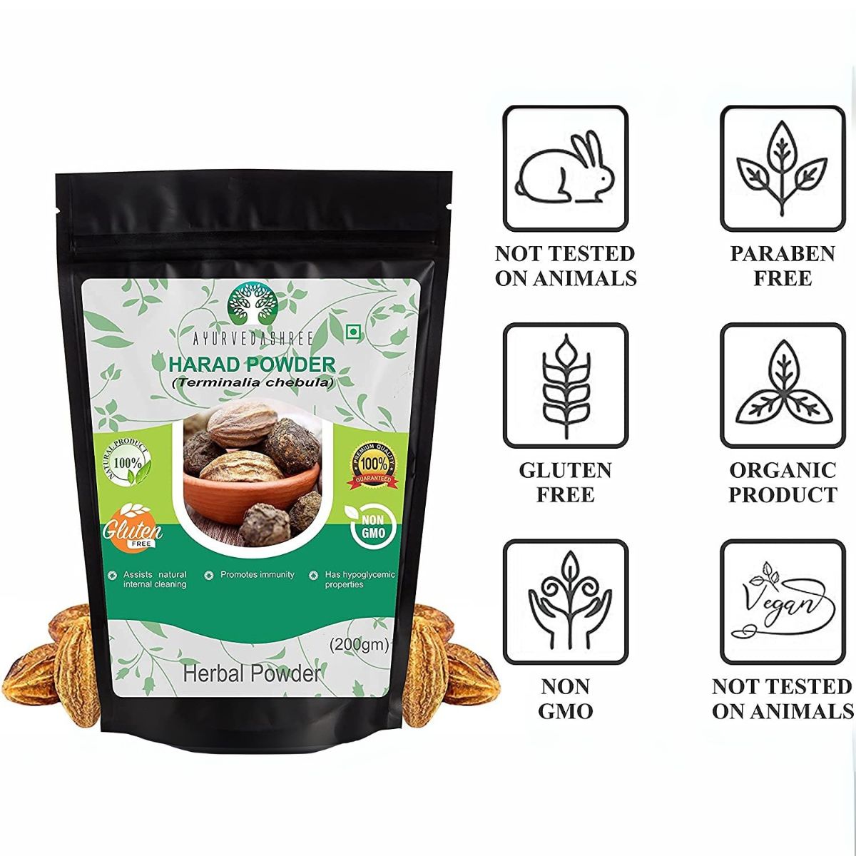 Ayurvedashree Haritaki Powder 200 Gm I Terminalia Chebula Powder| Non Gmo I Gluten Free I Gmp Cerfitied