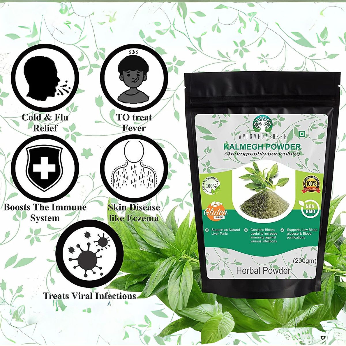 Ayurvedashree Andrographis Paniculata Powder 200 Gm I Kalmegh Powder I Bitter Herb I Non-Gmo Sustainably Sourced No Additives Or Fillers Vegan