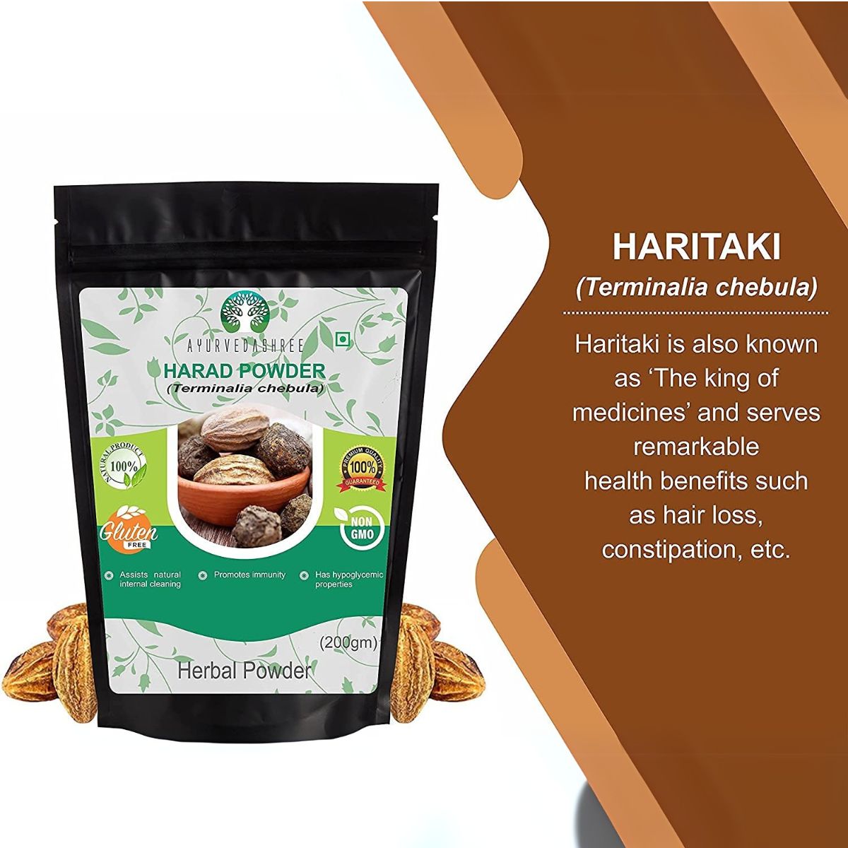 Ayurvedashree Haritaki Powder 200 Gm I Terminalia Chebula Powder| Non Gmo I Gluten Free I Gmp Cerfitied