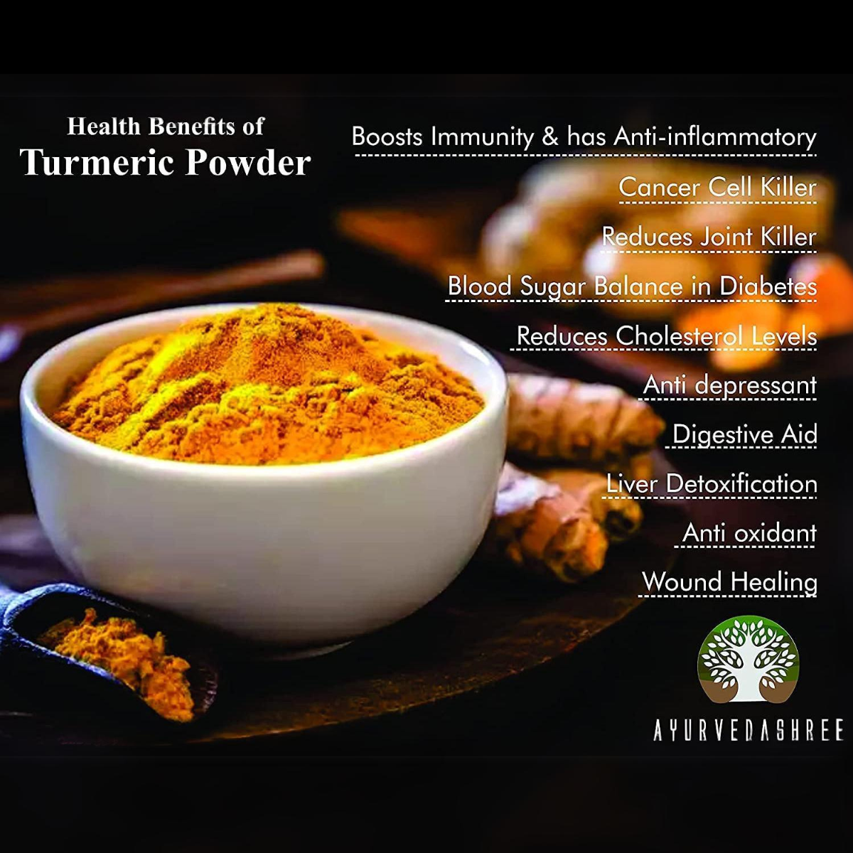 Ayurvedashree Turmeric Root Powder 100 Gm | Curcumin Powder | Vegan | Non Gmo | Gluten Free