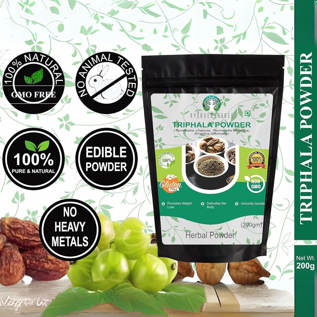 Ayurvedashree Triphala Powder 200 Gm | Formula Of Amla, Haritaki & Bibhitaki | Supports Daily Detoxifying, Cleansing & Rejuvenation