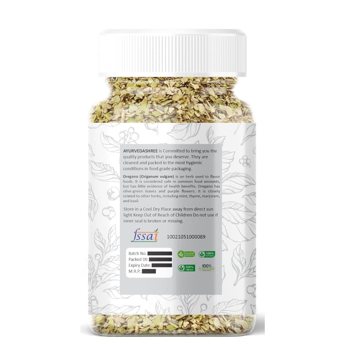 Ayurvedashree Oregano Seasoning 100Gm Pet Jar ~ All Natural | Vegan