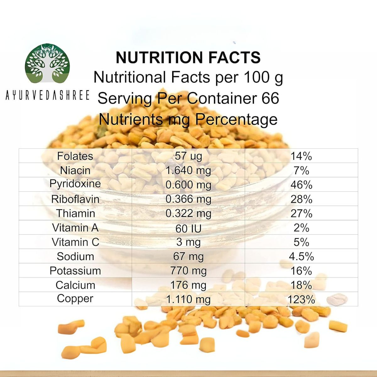 Ayurvedashree Fenugreek Seeds Powder 200 Gm I Trigonella Foenum-Graecum Sd. | Methi Powder