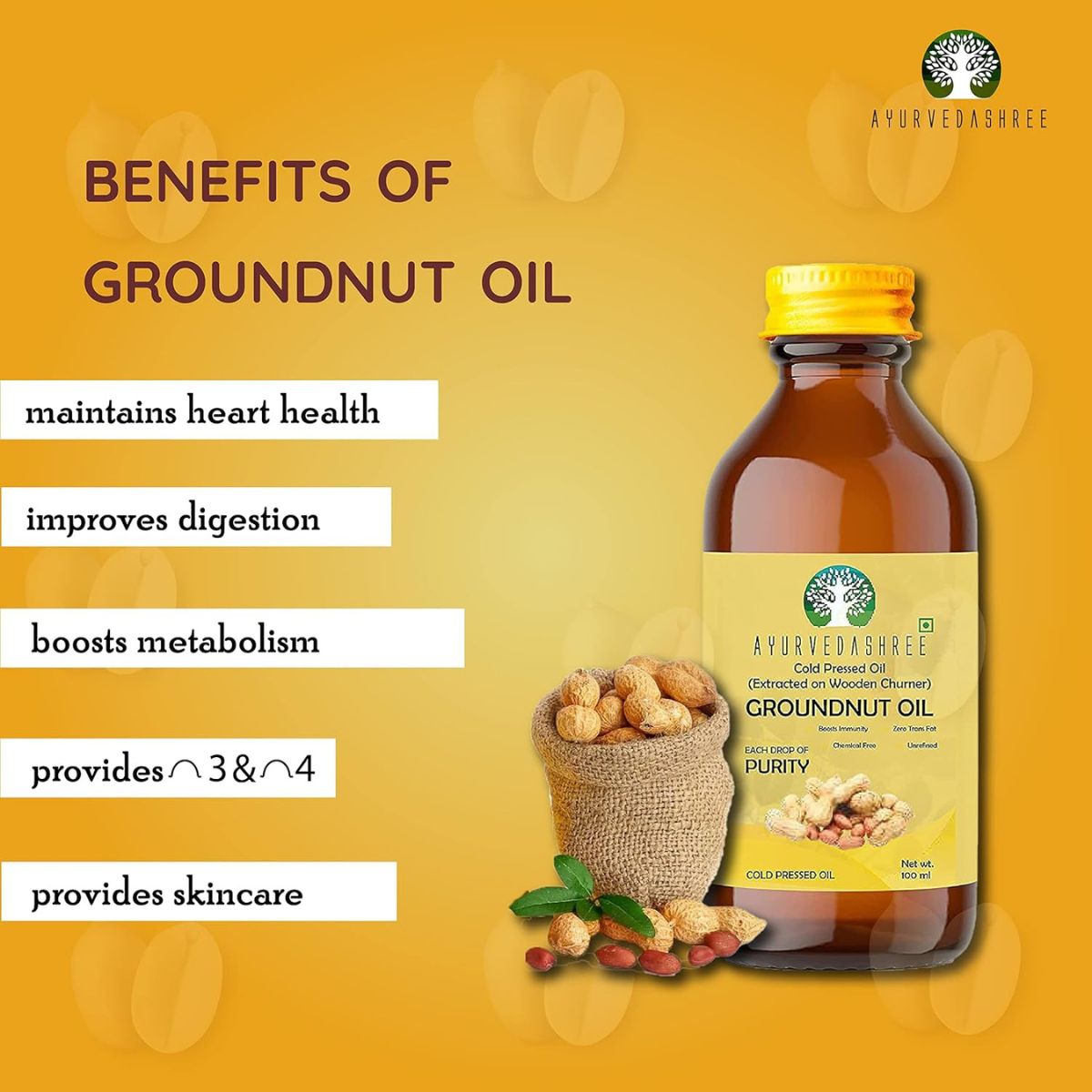 Ayurevdashree Cold Pressed Peanut Oil 100Ml