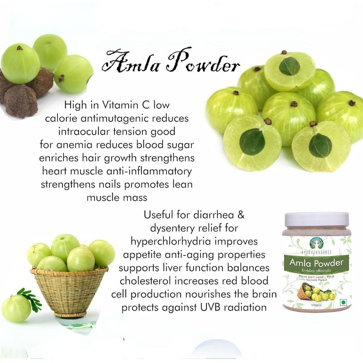 Ayurvedashree Amla Fruit Powder (Amalaki) 100 Gm | Raw And Non Gmo | Rich In Antioxidant Vitamin C | Vegan