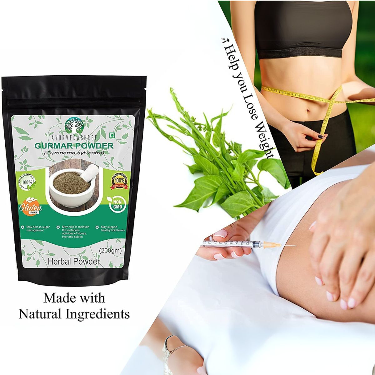 Ayurvedashree Gymnema Sylvestre Leaf Powder 200 Gm I Gurmar Powder Inon Gmo I Gluten-Free, Vegetarian