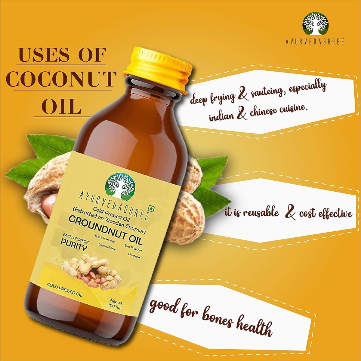 Ayurevdashree Cold Pressed Peanut Oil 100Ml