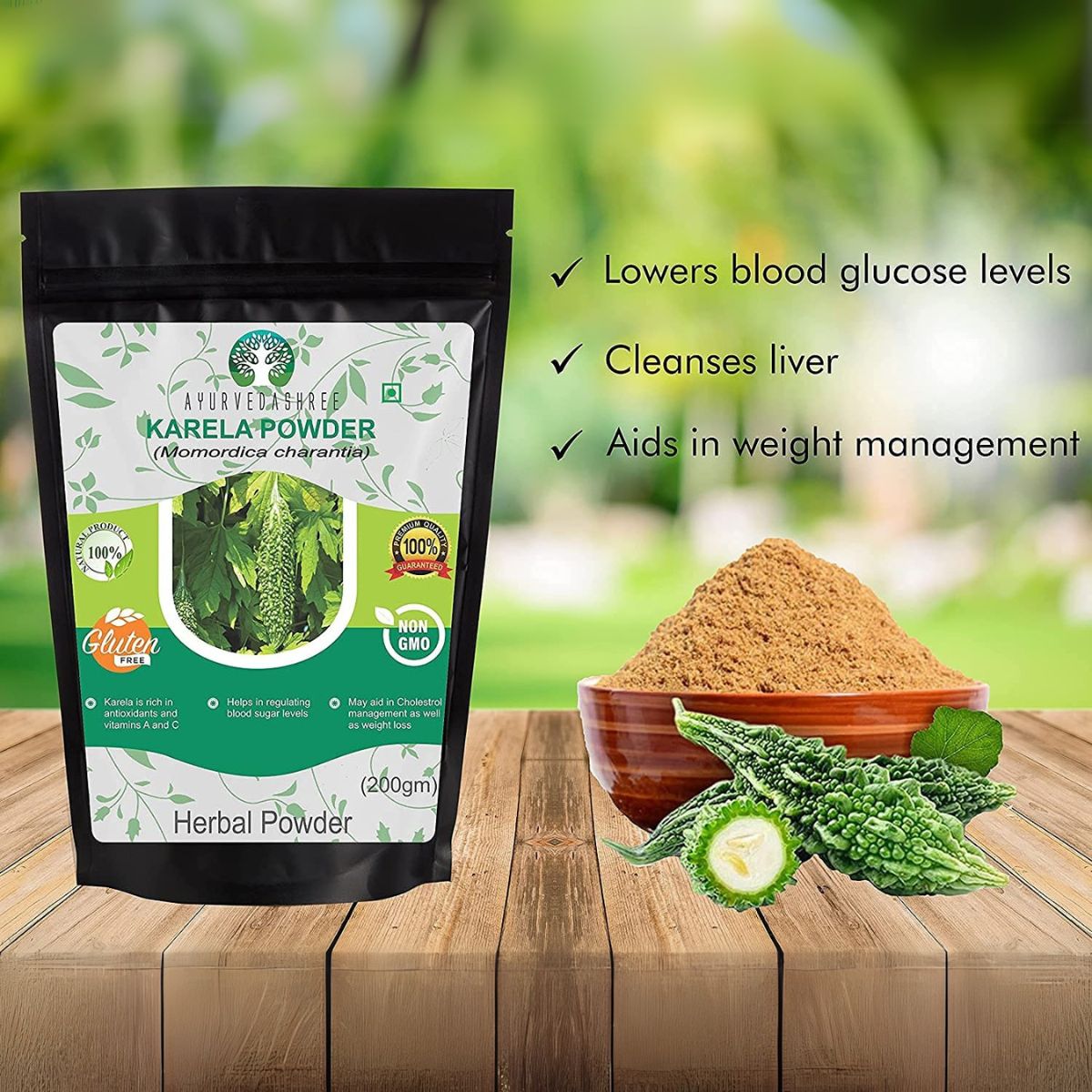 Ayurvedashree Bitter Melon Powder 200 Gm I Momordica Charantia/Karela Fruit Powder I Ayurvedic Herb