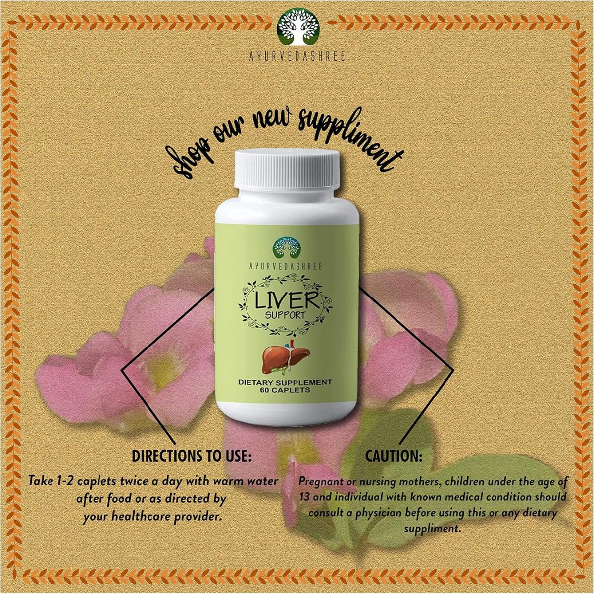 Ayurvedashree Liver Support - 60Caplets| 100% Vegetarian | 100% Ayurvedic Formula.