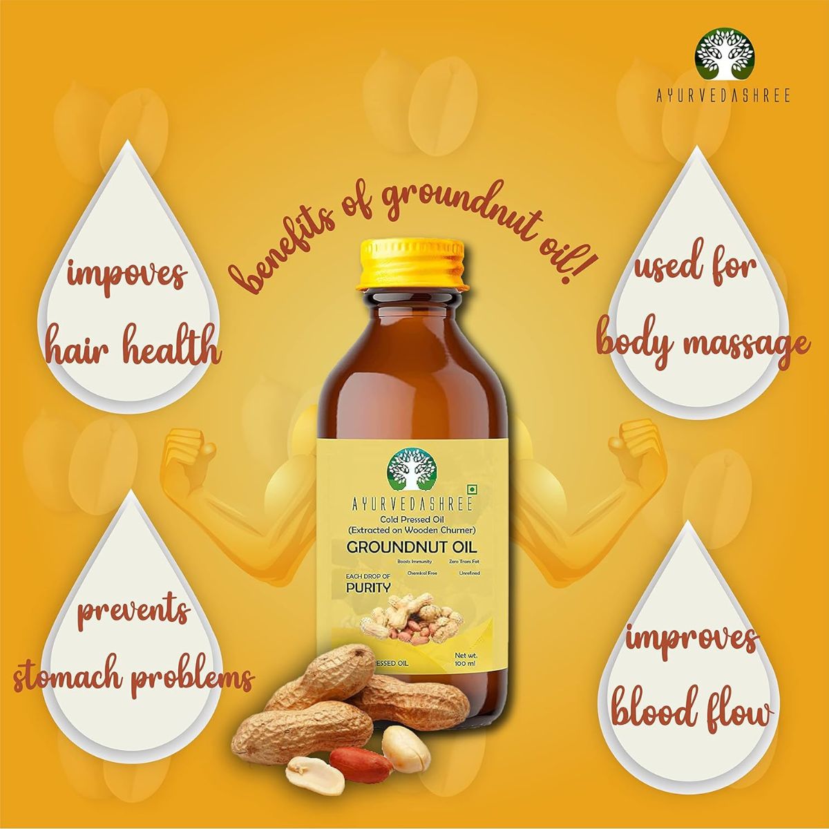 Ayurevdashree Cold Pressed Peanut Oil 100Ml