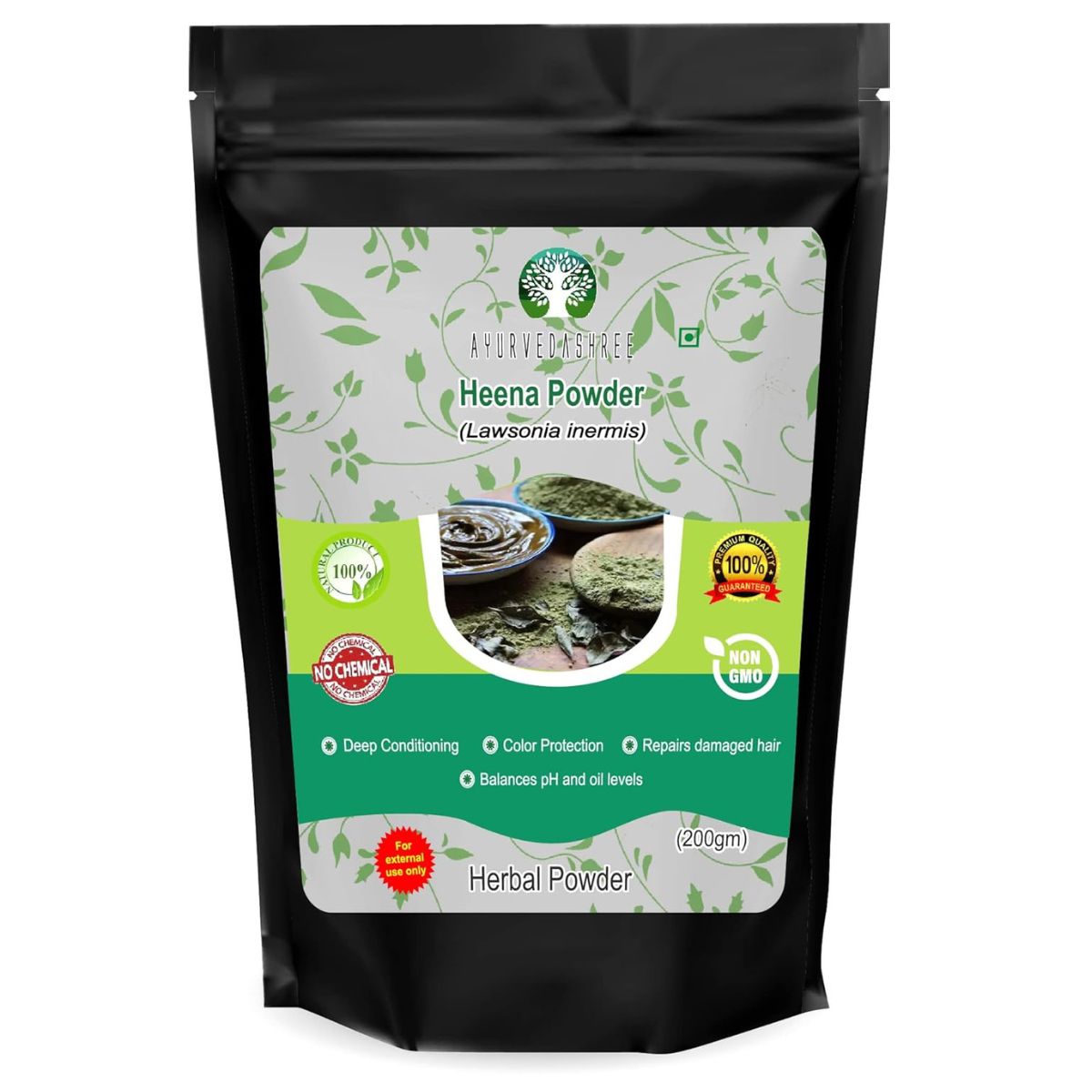 Ayurvedashree Natural & Pure Henna Powder (Lawsonia Inermis) 200 Gm | Red Henna Hair Color | Triple Sifted | No Chemical Or Additives