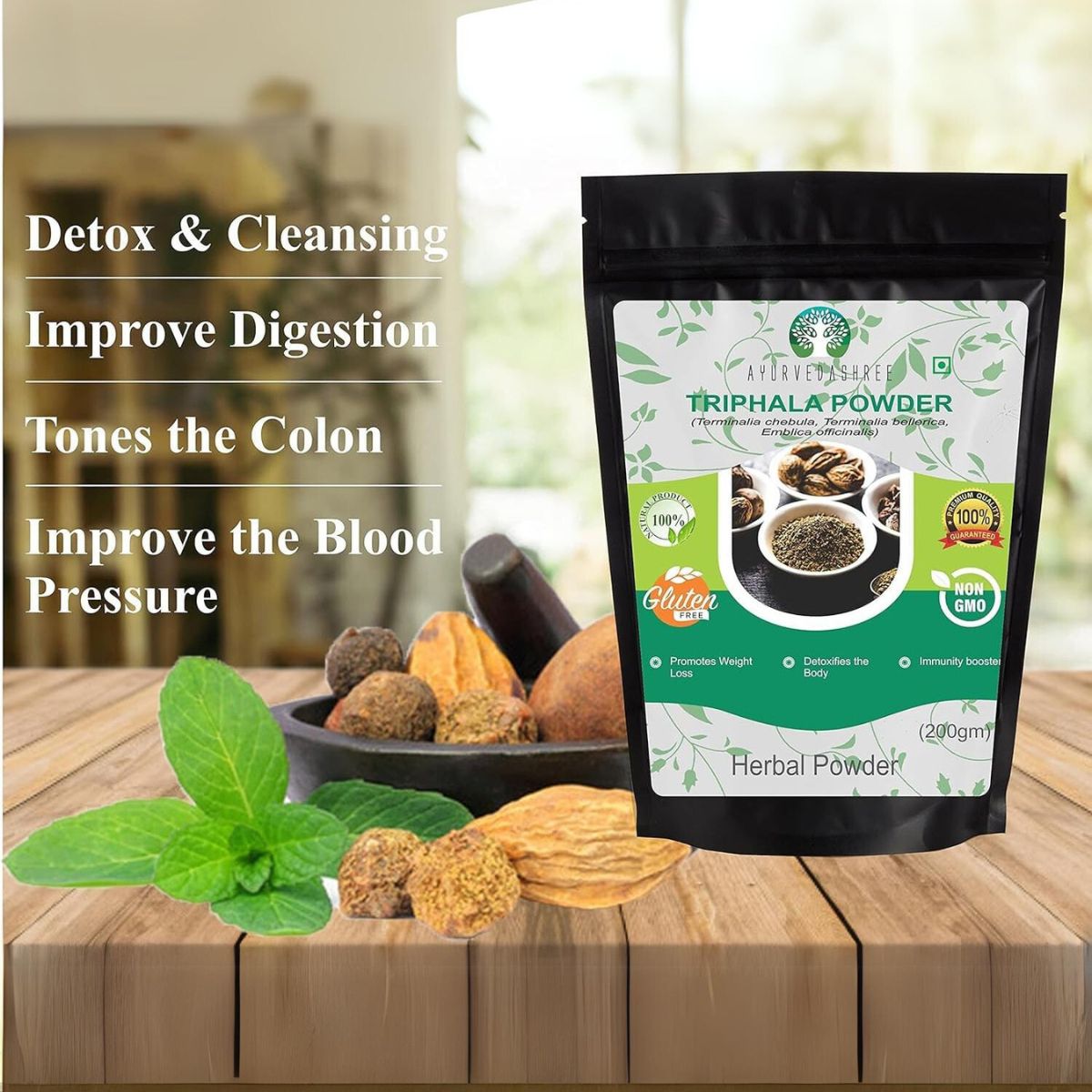 Ayurvedashree Triphala Powder 200 Gm | Formula Of Amla, Haritaki & Bibhitaki | Supports Daily Detoxifying, Cleansing & Rejuvenation