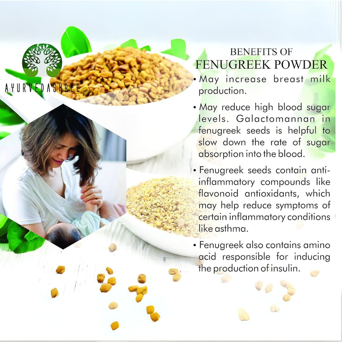 Ayurvedashree Fenugreek Seeds Powder 200 Gm I Trigonella Foenum-Graecum Sd. | Methi Powder