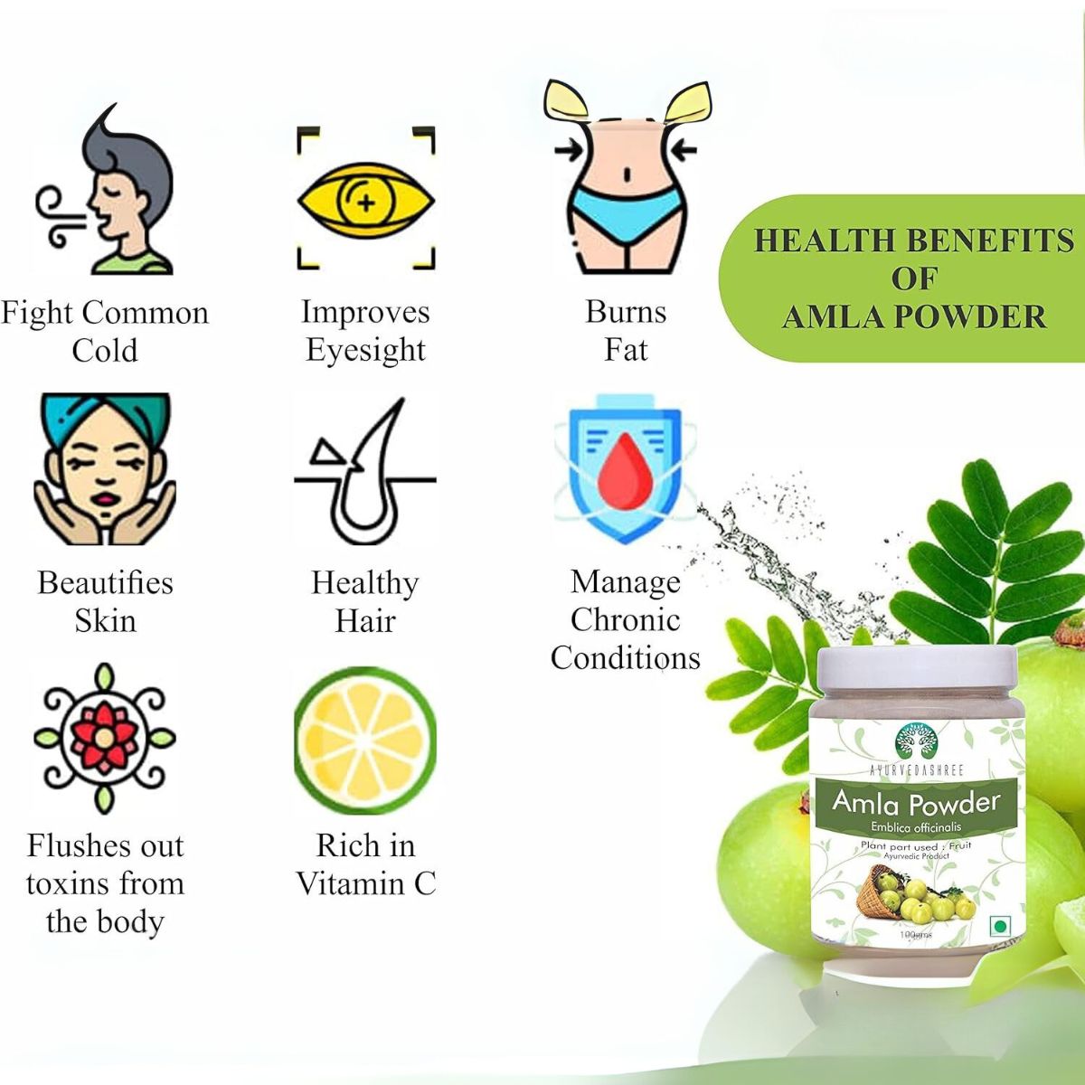 Ayurvedashree Amla Fruit Powder (Amalaki) 100 Gm | Raw And Non Gmo | Rich In Antioxidant Vitamin C | Vegan