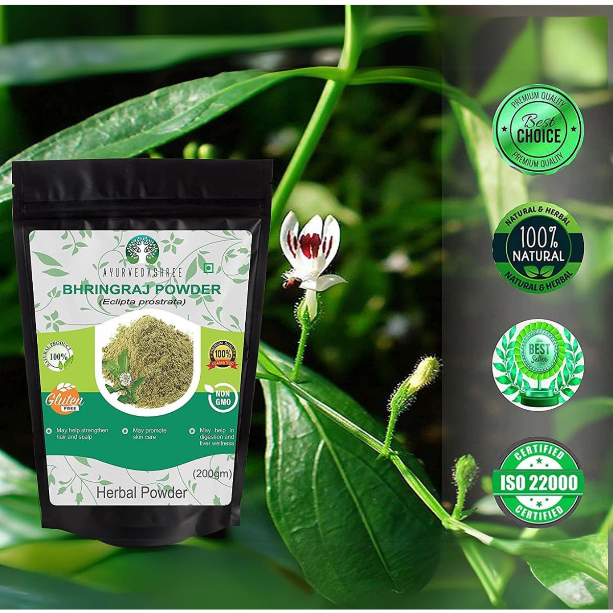 Ayurvedashree Bhringraj Powder 200 Gm I Bhringaraj Eclipta Alba Powder Promotes Healthy Hair Growth