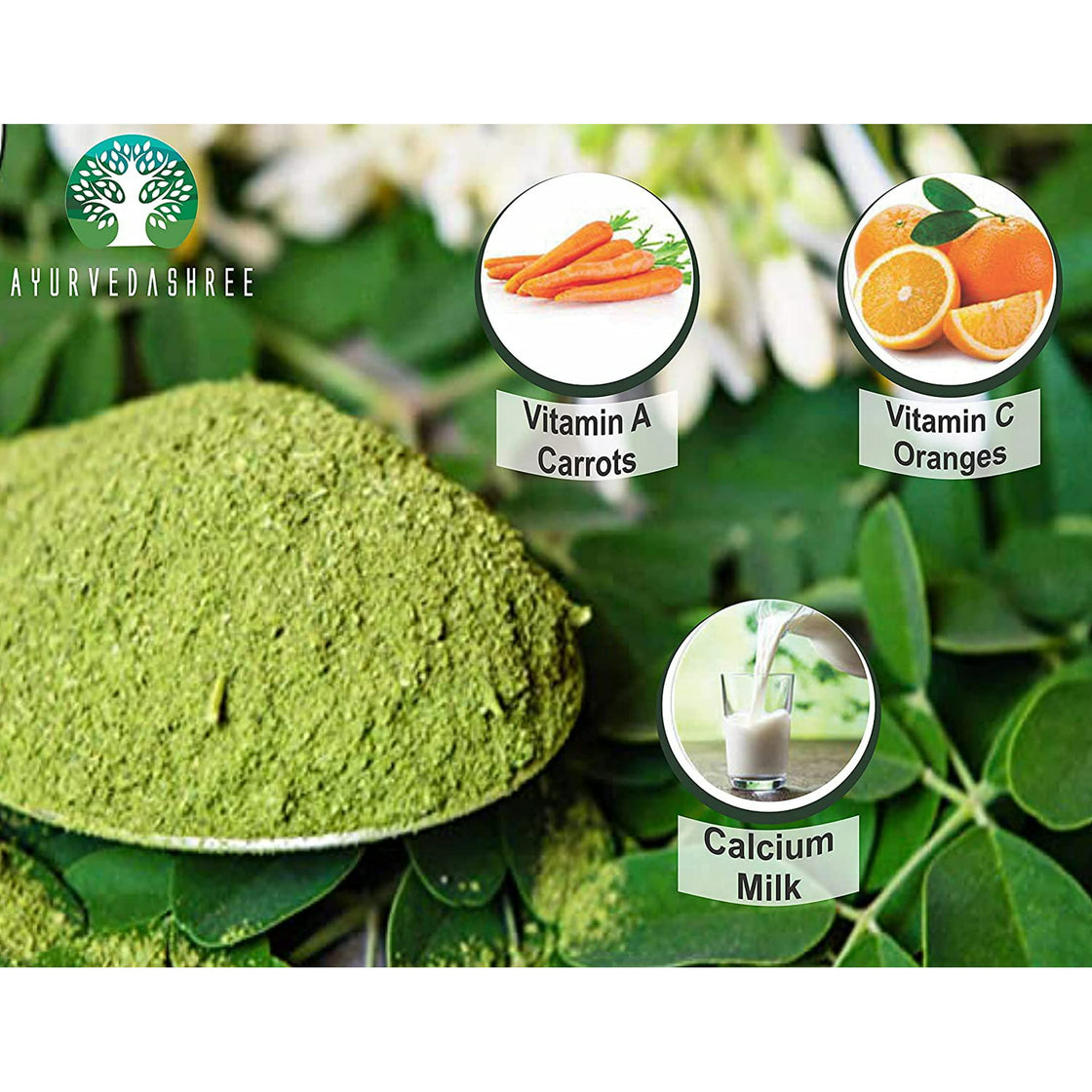 AYURVEDASHREE Moringa Leaf Powder 200 Gm, Moringa Olifera Powder, Lab Tested for Purity, Non GMO, GMP Certified, Vegan.